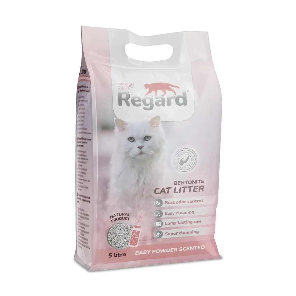 REGARD – Котешка тоалетна Бентонит – бебешка пудра 5 л.